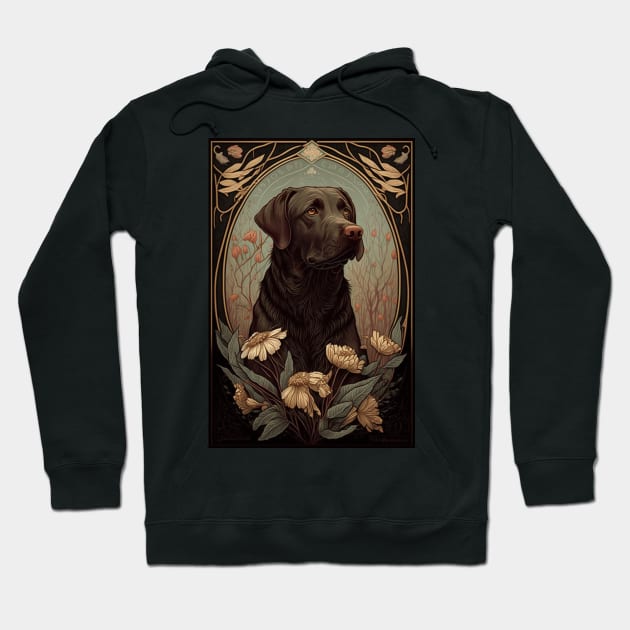 Chocolate Brown Labrador - Art Nouveau Style Hoodie by ArtNouveauChic